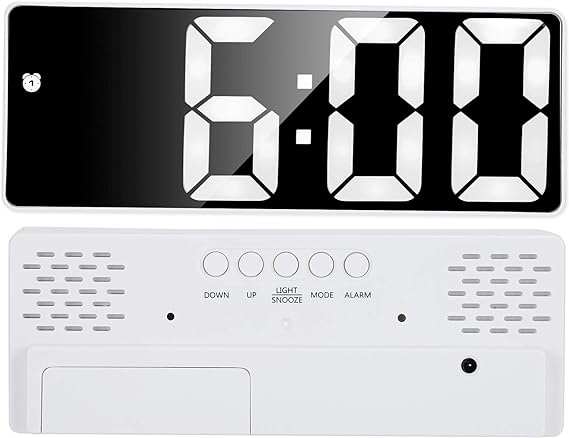 Ceas Electronic de Masa cu Lumina Led Alb, Temperatura, Alarma, Comanda Vocala, 2 Trepte de Lumina, 160 X 60 X 25 mm, Adaptor Inclus, Alb