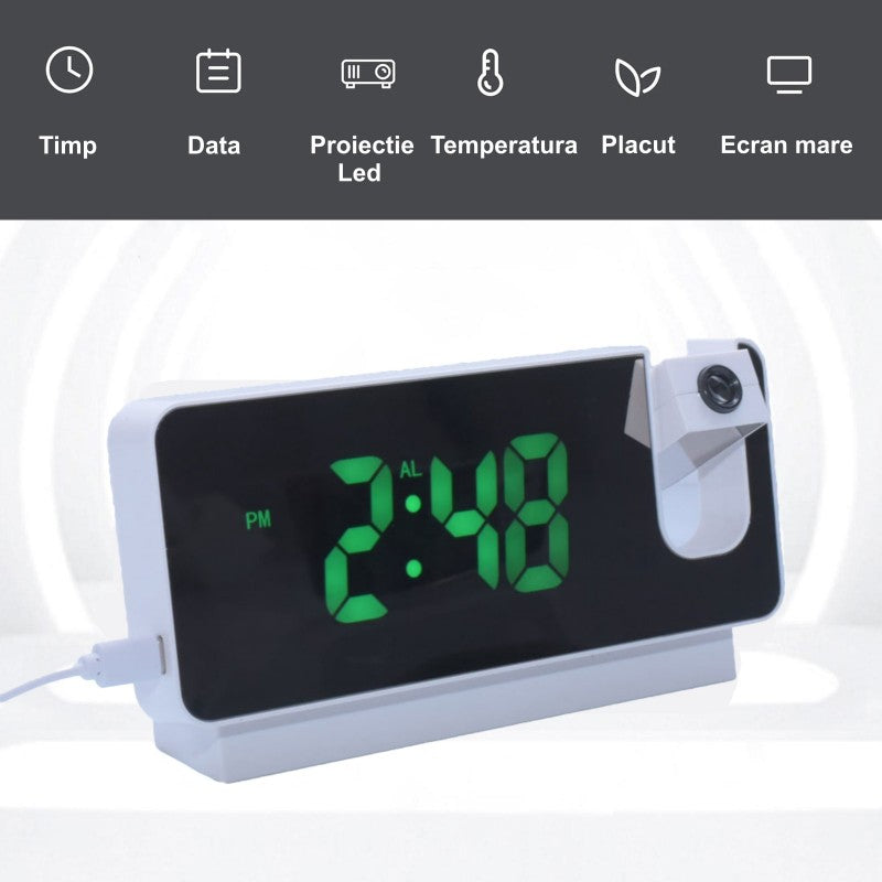 Ceas Digital cu Led Verde si Proiectie S282A - Frize