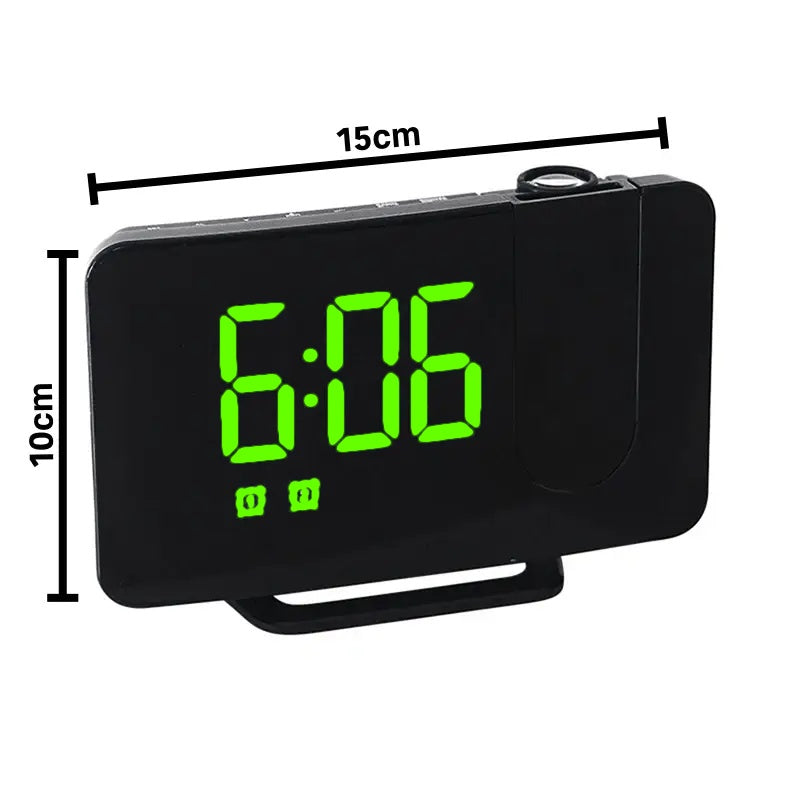 Ceas Digital cu Led Verde Radio si Proiectie Pana la 5M Inaltime Alb, Rotire la 180°, Radio, Alarma, Port Incarcare USB, Temperatura, Ecran LED, 2 Niveluri de Luminozitate, Negru