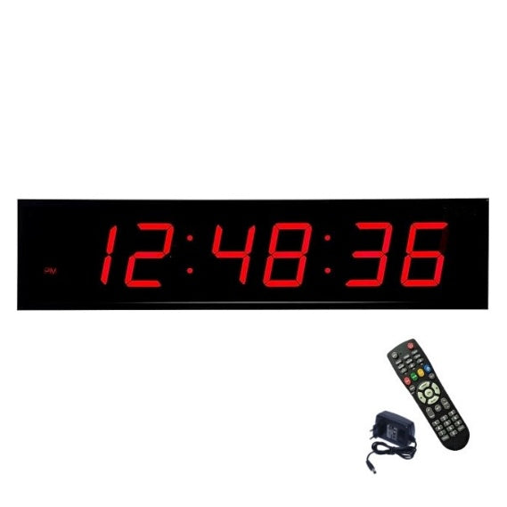 Ceas Digital Mare de Masa si de Perete cu Lumina Led Rosu, Alarma, Cronometru, Telecomanda, Temporizator, Perfect Pentru Sali de Sport 100x30x8cm
