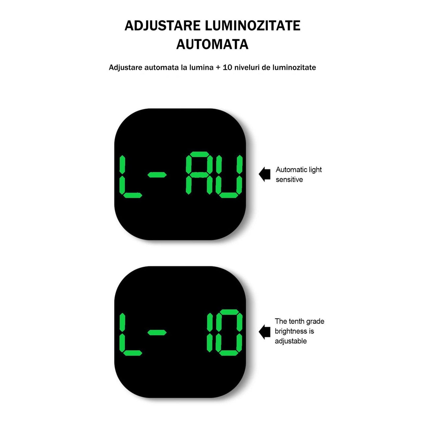 Ceas Digital de Masa si de Perete cu Lumina Led Verde, Cronometru, Calendar, Temperatura, Alarma, Termometru, Functie Snooze, Luminozitate Adjustabila, 32x32cm