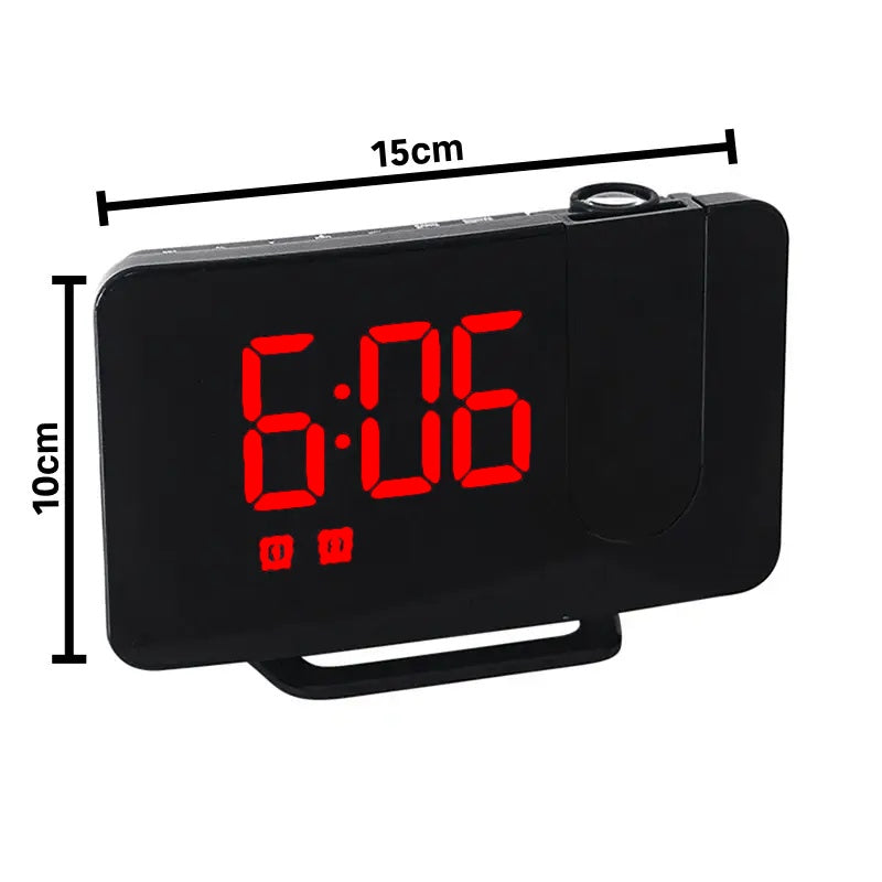 Ceas Digital cu Led Rosu Radio si Proiectie Pana la 5M Inaltime Alb, Rotire la 180°, Radio, Alarma, Port Incarcare USB, Temperatura, Ecran LED, 2 Niveluri de Luminozitate, Negru