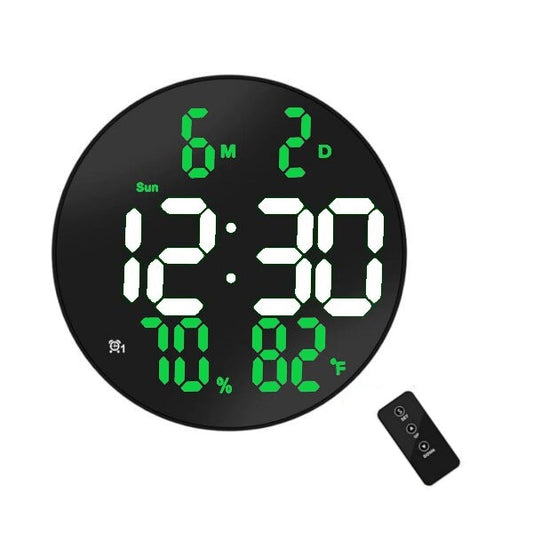 Ceas Digital de Masa si de Perete cu Lumina Led Alb, Calendar, Temperatura, Termometru, Cronometru, Telecomanda, Afisare Umiditate, 20cm