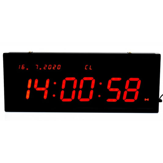 Cronometru UP/DOWN cu Ceas Digital, LED Roșu, Telecomandă, Calendar, Alarmă, 12-24h, 48 x 18,5 x 4,2 cm, Perfect pentru Sala de Sport, JH-130
