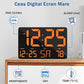 Ceas Digital de Masa si de Perete cu Lumina Led Portocaliu, Calendar, Temperatura, Alarma, Termometru, Functie Snooze, Luminozitate Adjustabila, 25x16cm