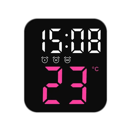 Ceas Digital de Masa cu Lumina Led Mov, 3 Alarme, Calendar, Temperatura, Functie Snooze, 2 Trepte de Intensitate, Mod de Noapte