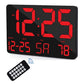 Ceas Digital de Masa si de Perete cu Lumina Led Rosu, Calendar, Temperatura, Alarma, Termometru, Functie Snooze, Luminozitate Adjustabila, 25x16cm