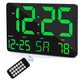 Ceas Digital de Masa si de Perete cu Lumina Led Verde, Calendar, Temperatura, Alarma, Termometru, Functie Snooze, Luminozitate Adjustabila, 25x16cm