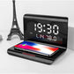 Ceas Digital de Birou cu Incarcare Wireless rapid, Alarma, Negru, Compatibil cu IOS si Android - Ceasuri Moderne